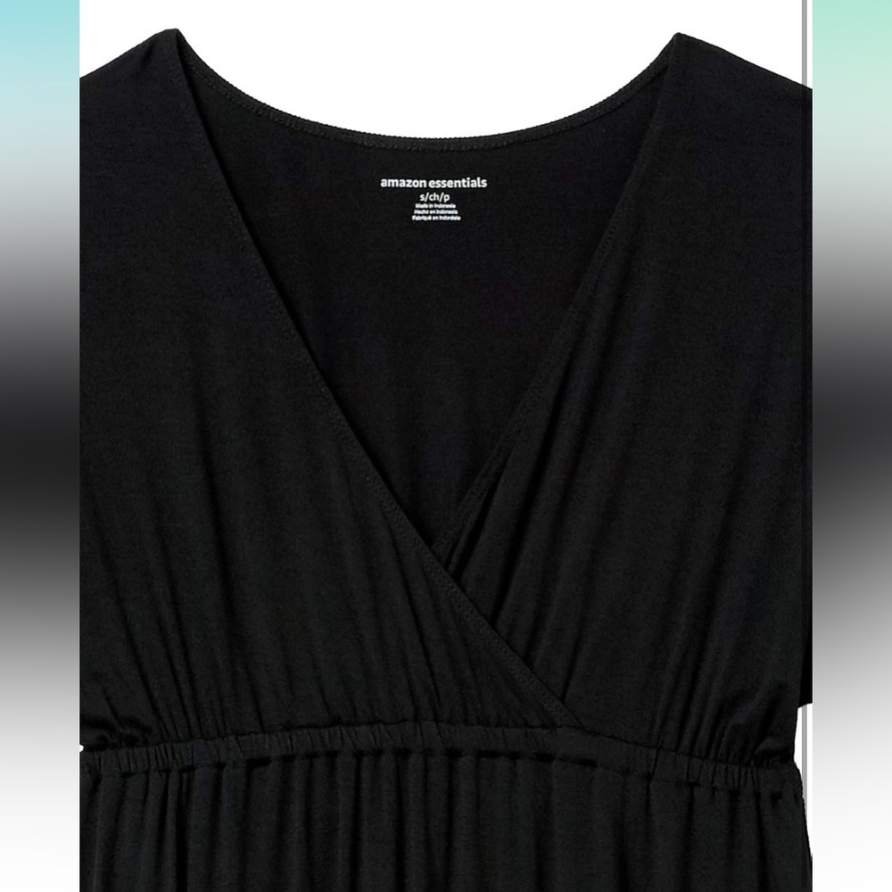 V-Neck Empire Waist Dress | Black - Picture 3 of 9